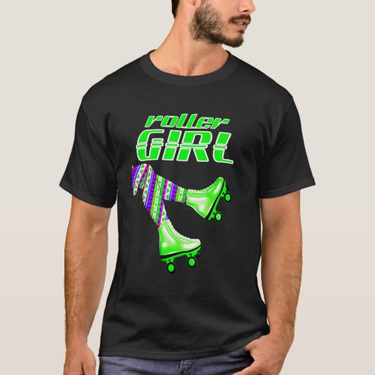 ローラーダービーローラースケートで滑るガール Tシャツ (正面)