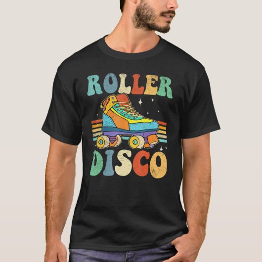 ローラーディスコ転がローラースケート70s 80sスポーツ転が! tシャツ (正面)