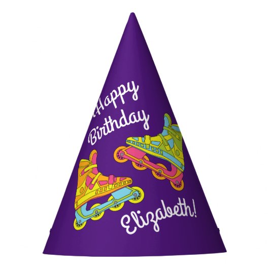 ローラーブレードのスケート子供の誕生日パーティースケートで滑る パーティーハット (正面)