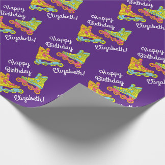 ローラーブレードのスケート子供の誕生日パーティースケートで滑る ラッピングペーパー