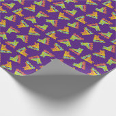 ローラーブレードのスケート子供の誕生日パーティースケートで滑る ラッピングペーパー (角)