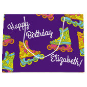 ローラーブレードのスケート子供の誕生日パーティースケートで滑る ラージペーパーバッグ (正面)