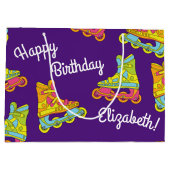 ローラーブレードのスケート子供の誕生日パーティースケートで滑る ラージペーパーバッグ (裏面)