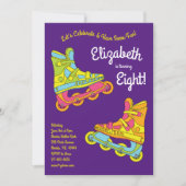 ローラーブレードのスケート子供の誕生日パーティースケートで滑る 招待状 (正面)