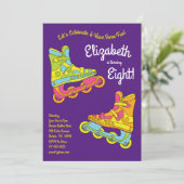 ローラーブレードのスケート子供の誕生日パーティースケートで滑る 招待状 (スタンド正面)