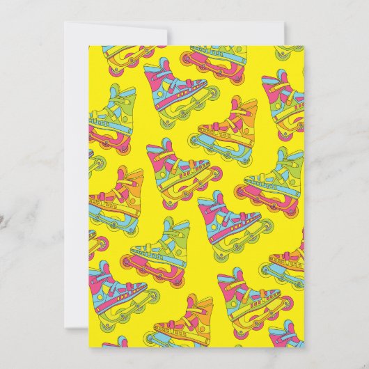 ローラーブレードのスケート子供の誕生日パーティースケートで滑る 招待状 (裏面)