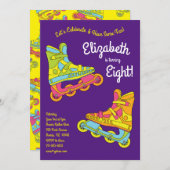 ローラーブレードのスケート子供の誕生日パーティースケートで滑る 招待状 (正面/裏面)