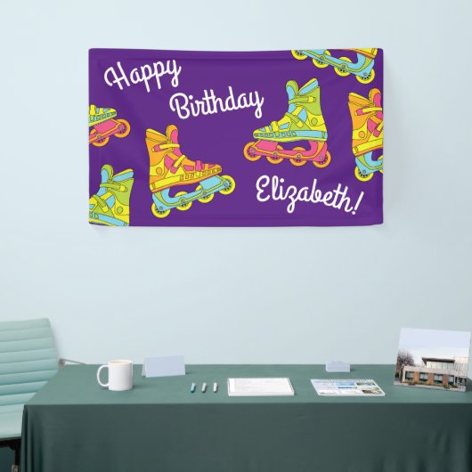 ローラーブレードのスケート子供の誕生日パーティースケートで滑る 横断幕 (トレードショー)
