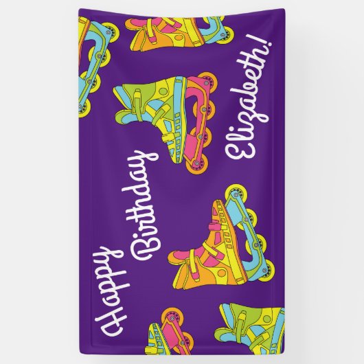 ローラーブレードのスケート子供の誕生日パーティースケートで滑る 横断幕 (縦)