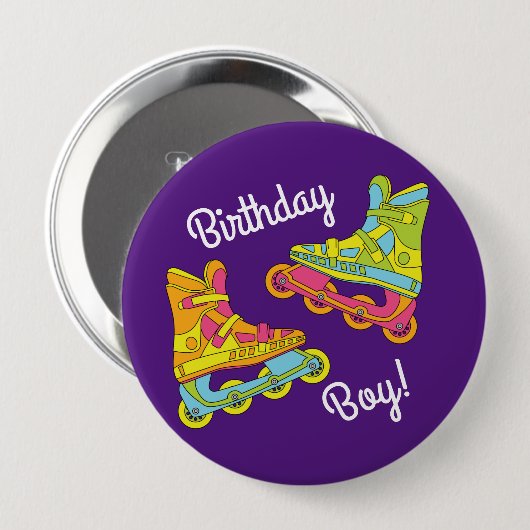 ローラーブレードのスケート子供の誕生日パーティースケートで滑る 缶バッジ (正面&裏面)