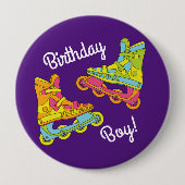 ローラーブレードのスケート子供の誕生日パーティースケートで滑る 缶バッジ (正面)