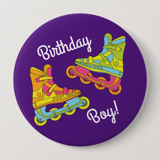 ローラーブレードのスケート子供の誕生日パーティースケートで滑る 缶バッジ (正面)