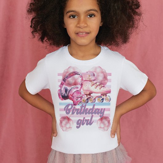 ローラーブレードの誕生日ガール Tシャツ
