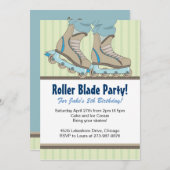 ローラーブレードをテーマにしたバースデーパーティ招待状 招待状 (正面/裏面)
