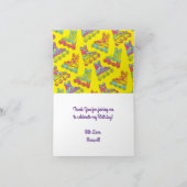 ローラーブレードスケートで滑る誕生日パーティーありがとう カード (内部)