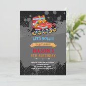 ローラーブレードテーマ誕生日の招待状 サンキューカード (スタンド正面)