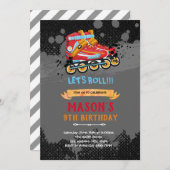 ローラーブレードテーマ誕生日の招待状 サンキューカード (正面/裏面)