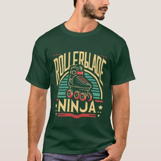 ローラーブレード忍者 楽しい Tシャツ (正面)