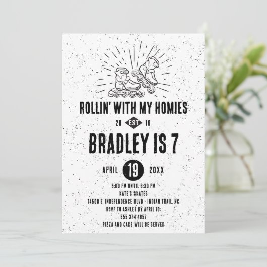 ローラーブレード誕生日パーティーの招待 招待状 (スタンド正面)