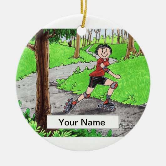 ローラーブレード – メス セラミックオーナメント (正面)