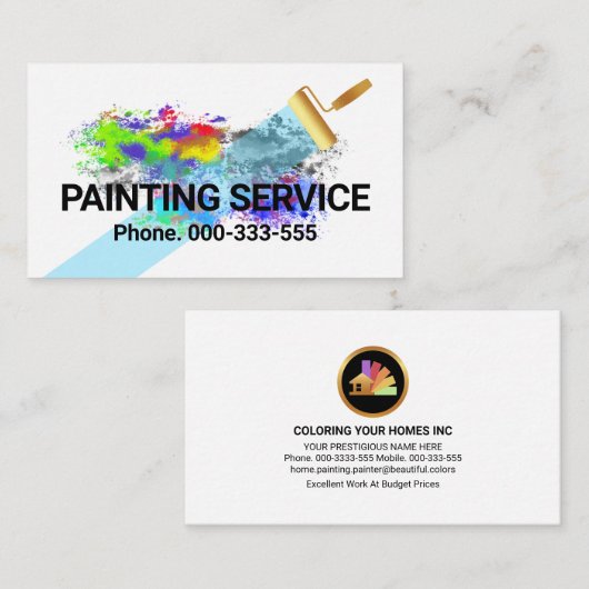 ローラーブ絵を描ラシのオーバー絵を描（ばちゃばちゃ）跳ねる 名刺 (正面/裏面)