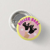 ローラーベモダンースケーターダービースケートで滑るギフト 缶バッジ (正面&裏面)