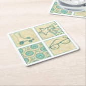 ローラーリンクウッドブロックスケッチバイチャリティーザリス スクエアペーパーコースター (アングル)