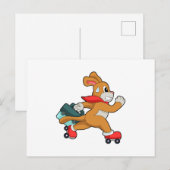 ローラー付きスケートの犬 ポストカード (正面/裏面)