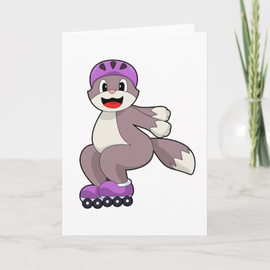 ローラー付きスケートの猫 カード (正面)