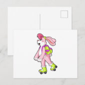 ローラー付きスケートを履いたウサギ ポストカード (正面/裏面)