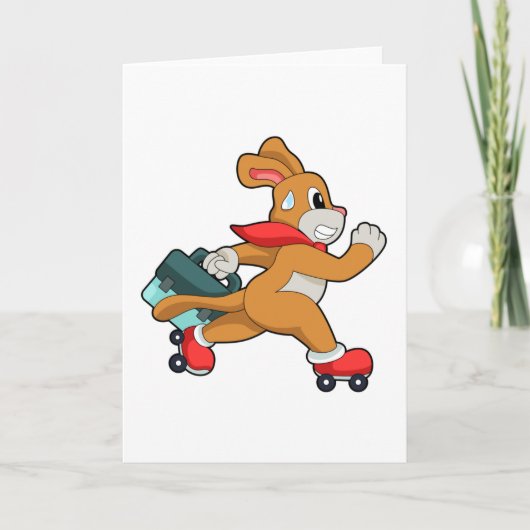 ローラー付きスケートを履いた犬 カード (正面)