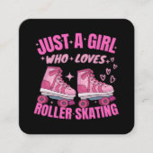 ローラー大好きな女の子だけのスケートで滑る スクエア名刺 (正面)