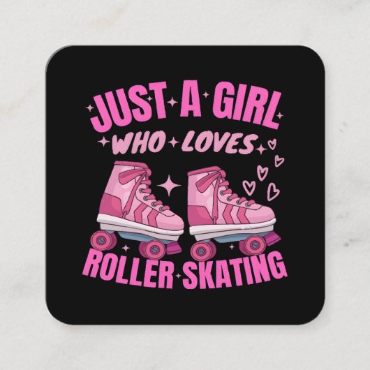 ローラー大好きな女の子だけのスケートで滑る スクエア名刺 (正面)