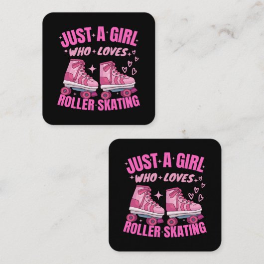 ローラー大好きな女の子だけのスケートで滑る スクエア名刺 (正面/裏面)