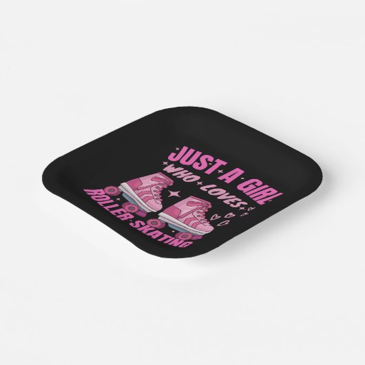 ローラー大好きな女の子だけのスケートで滑る ペーパープレート (傾斜あり)