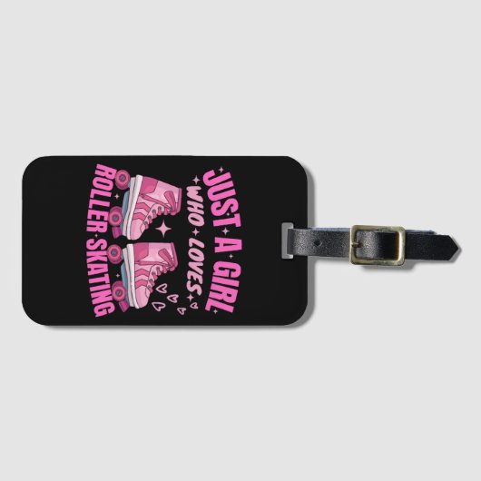 ローラー大好きな女の子だけのスケートで滑る ラゲッジタグ (正面横)