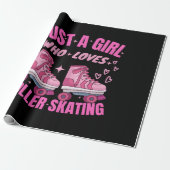 ローラー大好きな女の子だけのスケートで滑る ラッピングペーパー (アンロールド)