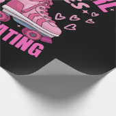 ローラー大好きな女の子だけのスケートで滑る ラッピングペーパー (角)