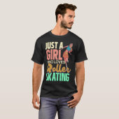 ローラー大好きな女の子スケートで滑るレトロローラー Tシャツ (正面フル)