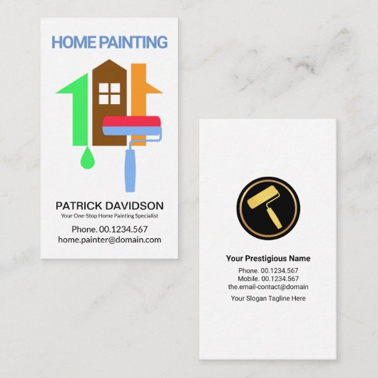 ローラー絵画ブラカラフルシの自宅請負業者 名刺 (正面/裏面)