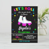 ローラー誕生日の招待スケートで滑る誕生日招待状 招待状 (スタンド正面)