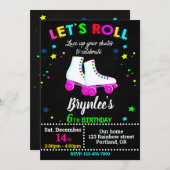 ローラー誕生日の招待スケートで滑る誕生日招待状 招待状 (正面/裏面)