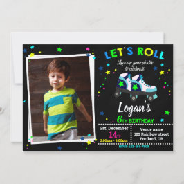ローラー誕生日の招待ボーイスケートで滑るの招待 招待状