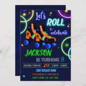 ローラー誕生日の招待ボーイスケートで滑る招待 招待状 (正面/裏面)
