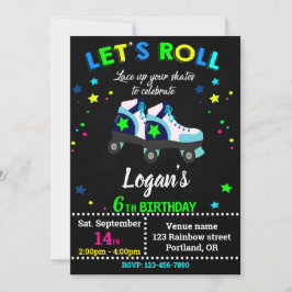 ローラー誕生日の招待ボーイスケートで滑る招待 招待状