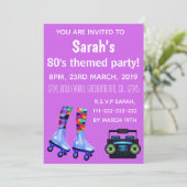 ローラー スケートとポータブル スピーカー。80年代パーティー 招待状 (スタンド正面)