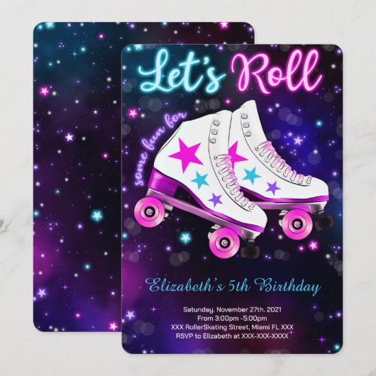ローラー スケートのご招待 招待状 (正面/裏面)
