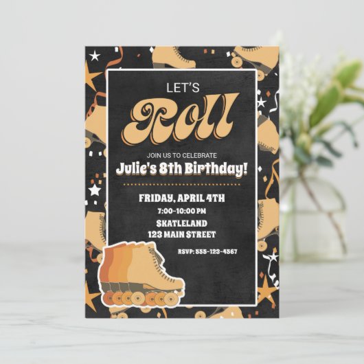 ローラー スケートの誕生日パーティー招待状 招待状 (スタンド正面)