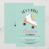 ローラー スケート女子 誕生日パーティー招待状 招待状 (正面/裏面)