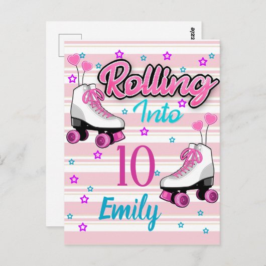 ローラー スケート スケーティング カスタム 誕生日 ポストカード (正面/裏面)